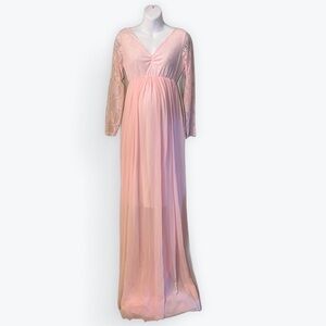 Elegant Pink Lace Maternity Dress